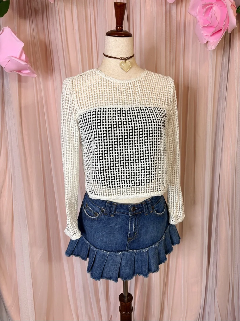 Zara Woman White Crochet Lace Openwork Top XS